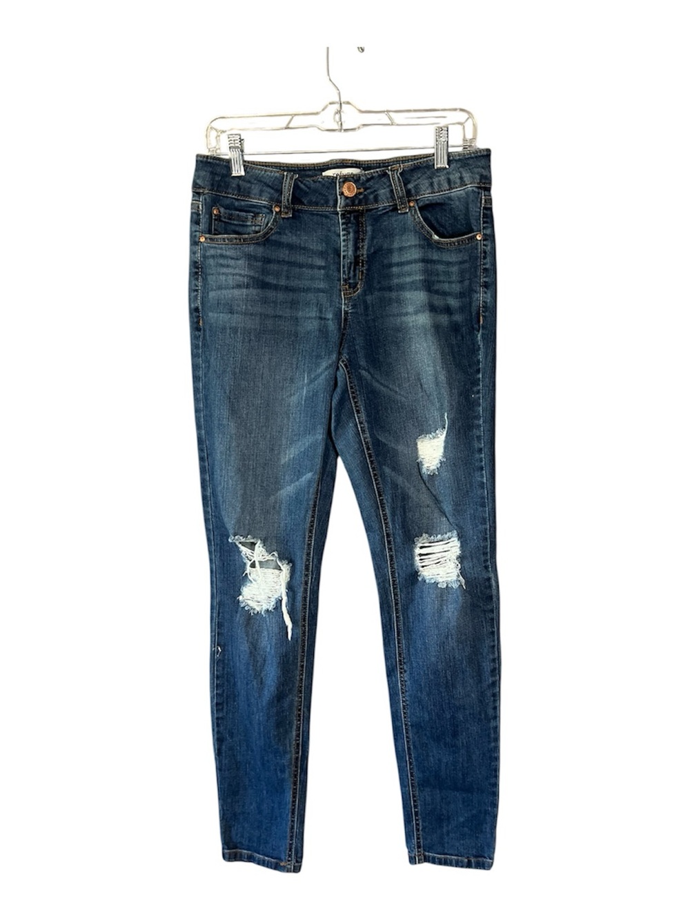 Refuge Distressed Skinny Jeans Size 8 Blue Mid Rise Stretch Ripped Denim Pants
